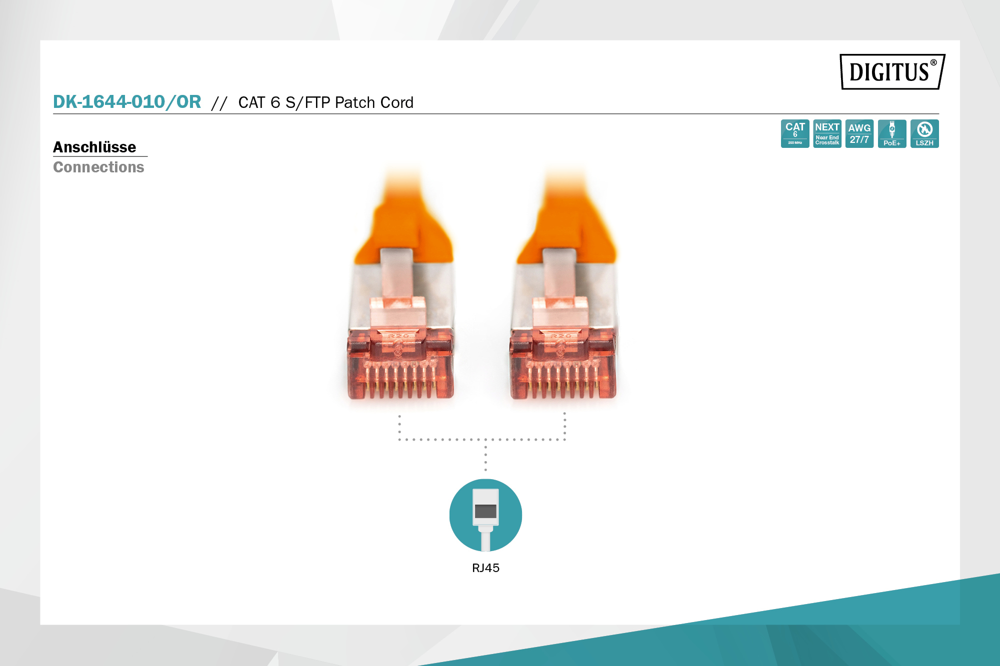 CAT 6 S/FTP-patchkabel, 1 m, oranje - Afbeelding 2