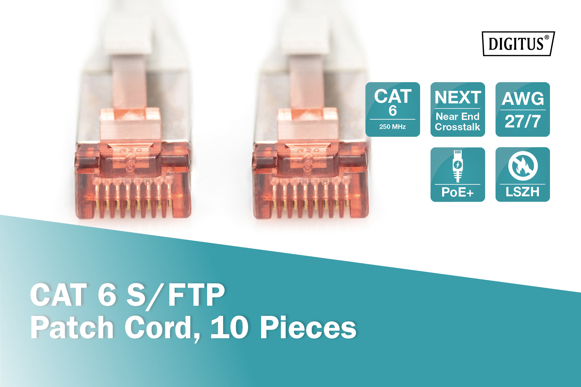 CAT 6 S/FTP-patchkabel, 1 m, wit, 10 stuks - Afbeelding 4