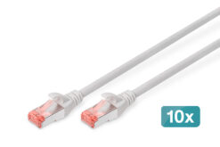 CAT 6 S/FTP-patchkabel, 2 m, grijs, 10 stuks