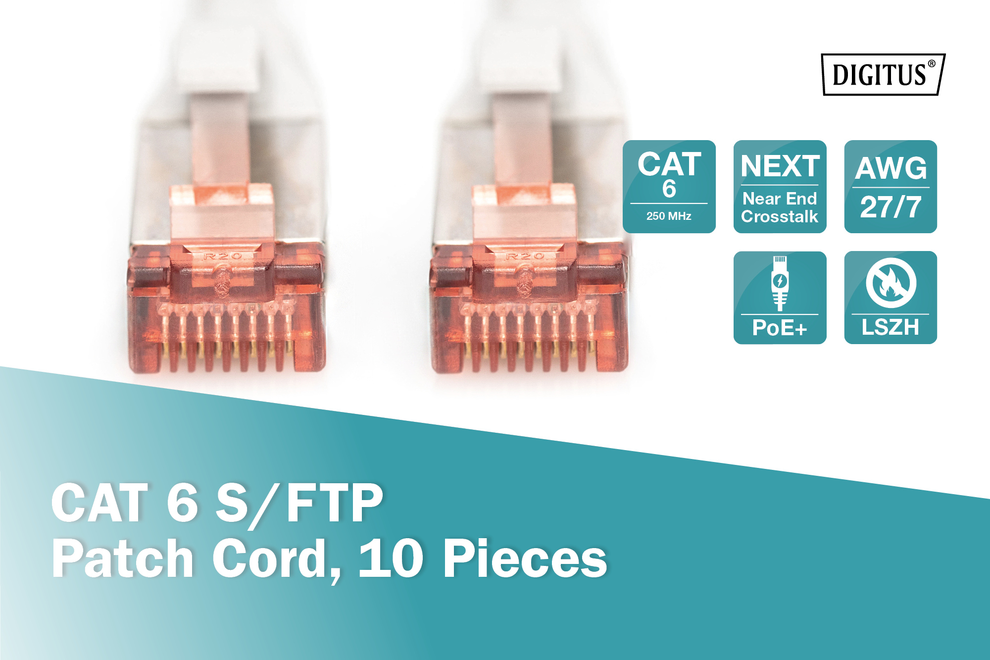CAT 6 S/FTP-patchkabel, 3 m, grijs, 10 stuks - Afbeelding 4