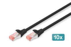 CAT 6 S/FTP-patchkabel, 3 m, zwart, 10 stuks