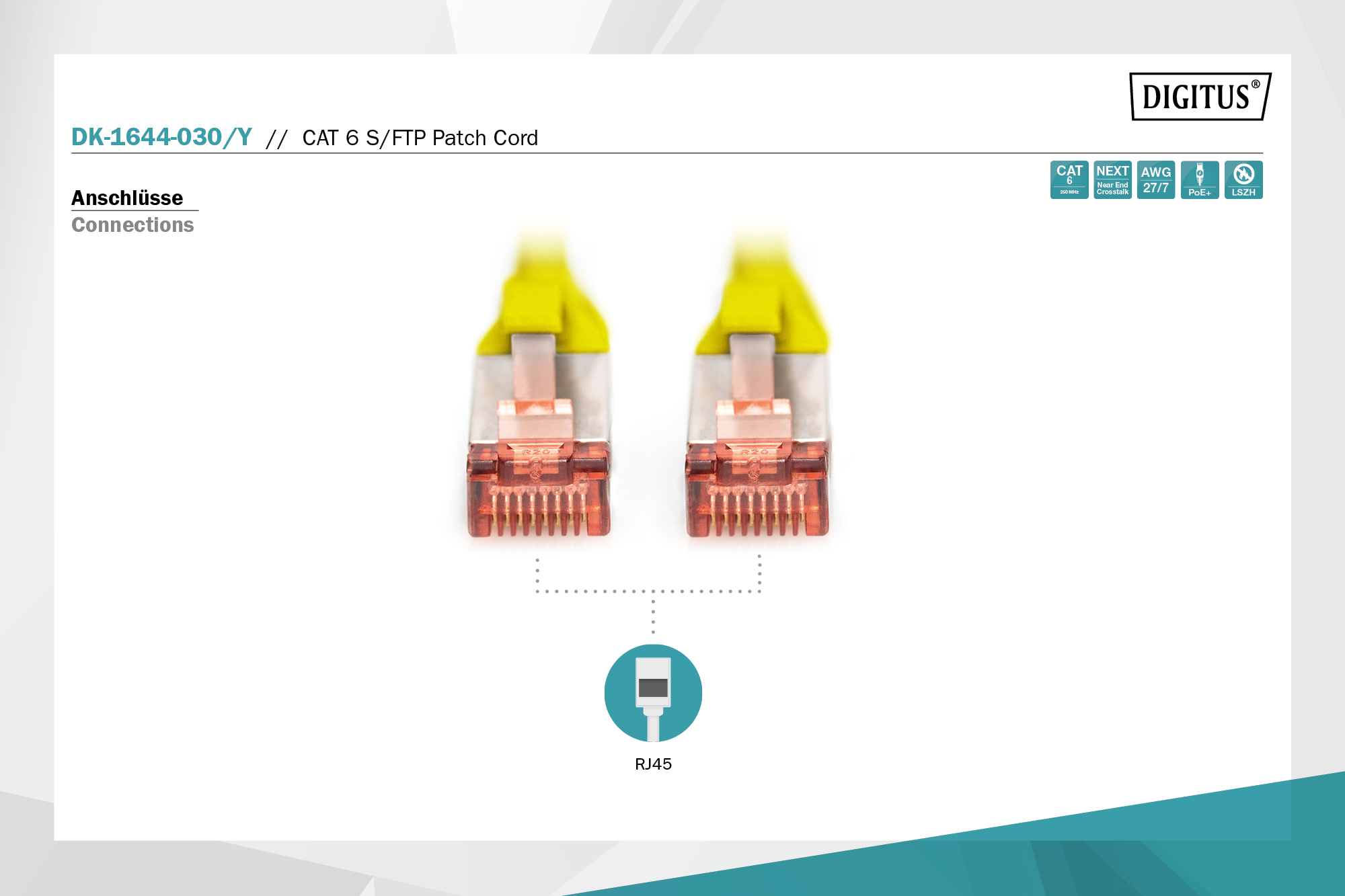 CAT 6 S/FTP-patchkabel, 3 m, geel - Afbeelding 2