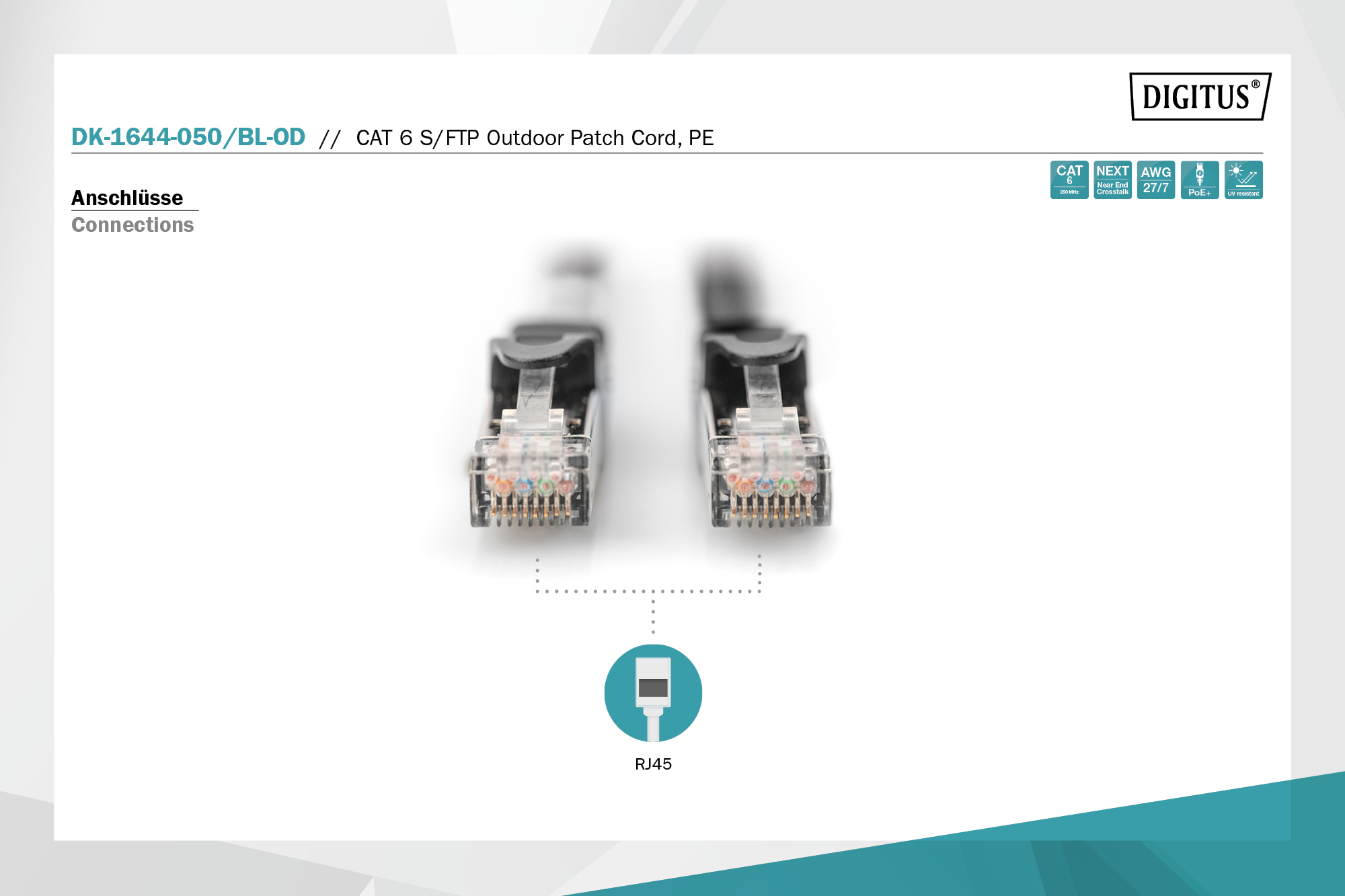CAT 6 S/FTP-patchkabel voor buitengebruik, 5 m, PE - Afbeelding 4