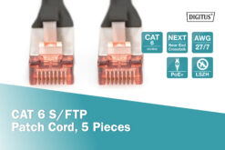 CAT 6 S/FTP-patchkabel, 10 m, zwart, 5 stuks - Afbeelding 4