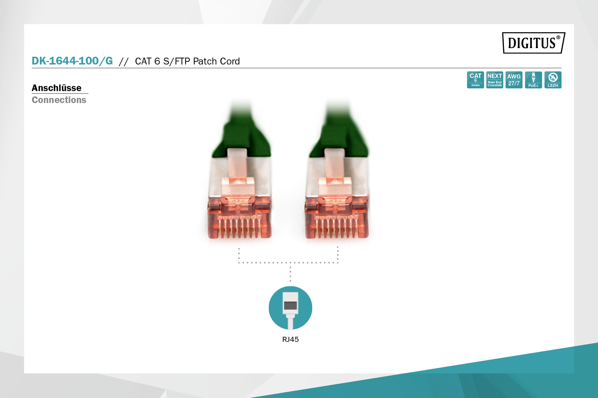 CAT 6 S/FTP-patchkabel, 10 m, groen - Afbeelding 2