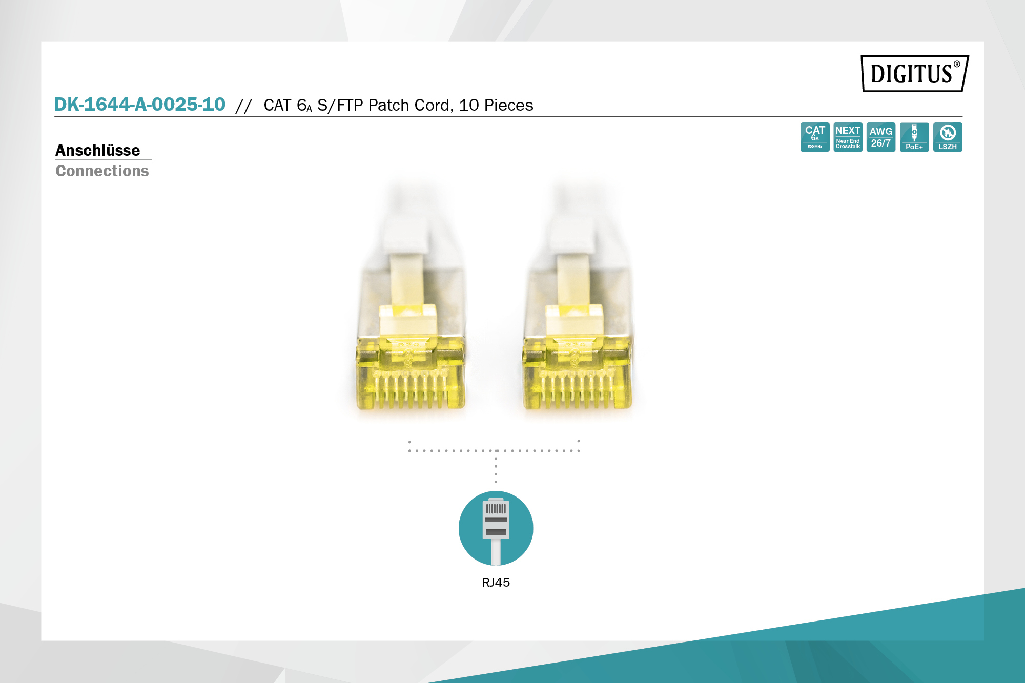 CAT 6A S/FTP-patchkabel, 0,25 m, grijs, 10 stuks - Afbeelding 4