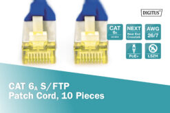 CAT 6A S/FTP-patchkabel, 0,25 m, blauw, 10 stuks - Afbeelding 3