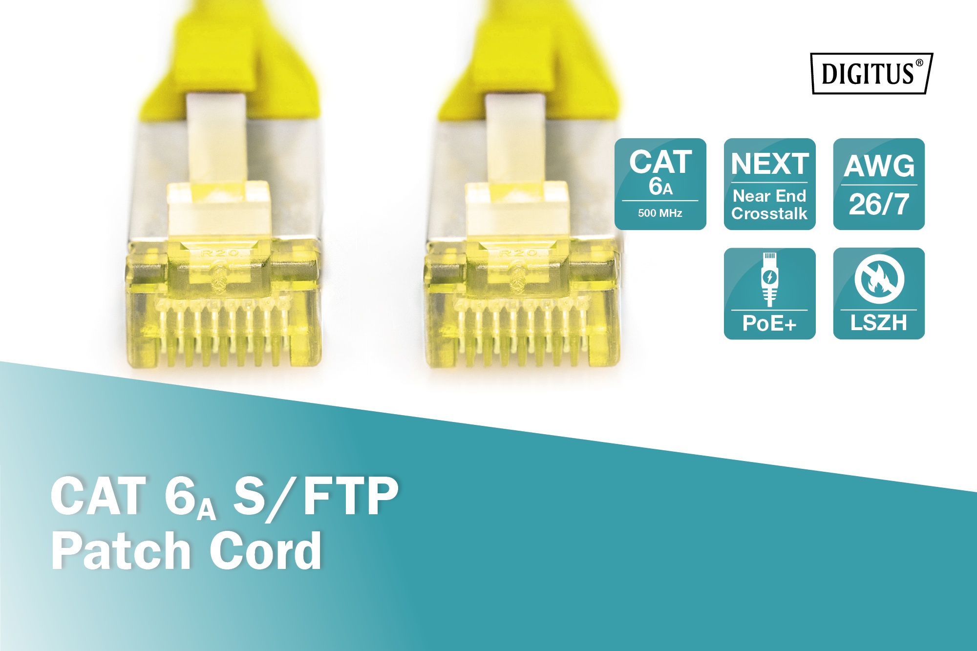 CAT 6A S/FTP-patchkabel, 0,25 m, geel - Afbeelding 4