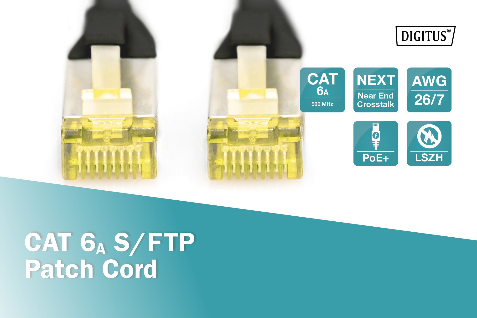 CAT 6A S/FTP-patchkabel, 0,5 m, zwart - Afbeelding 4