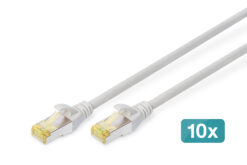 CAT 6A S/FTP-patchkabel, 1 m, grijs, 10 stuks
