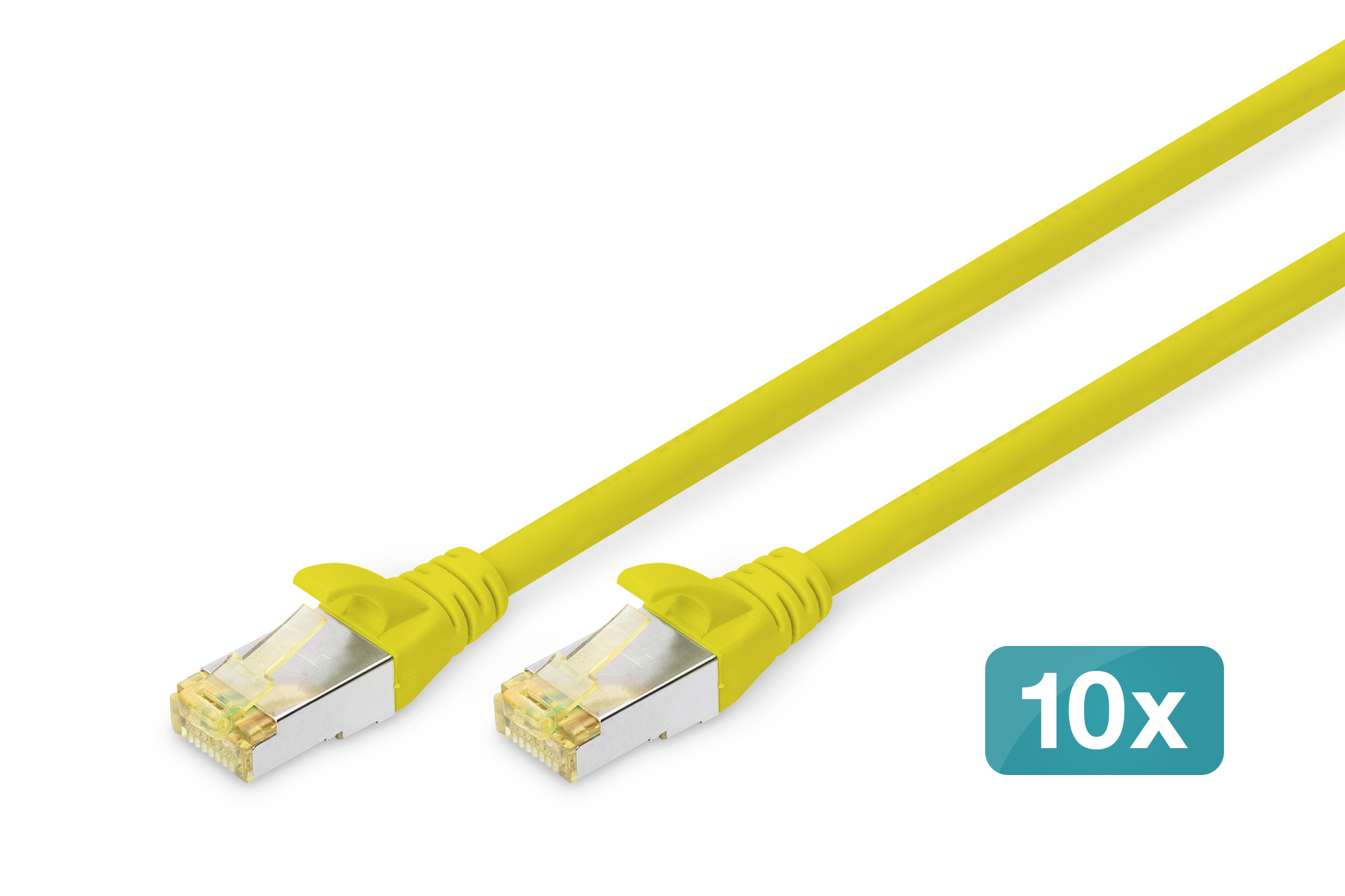 CAT 6A S/FTP-patchkabel, 2 m, geel, 10 stuks