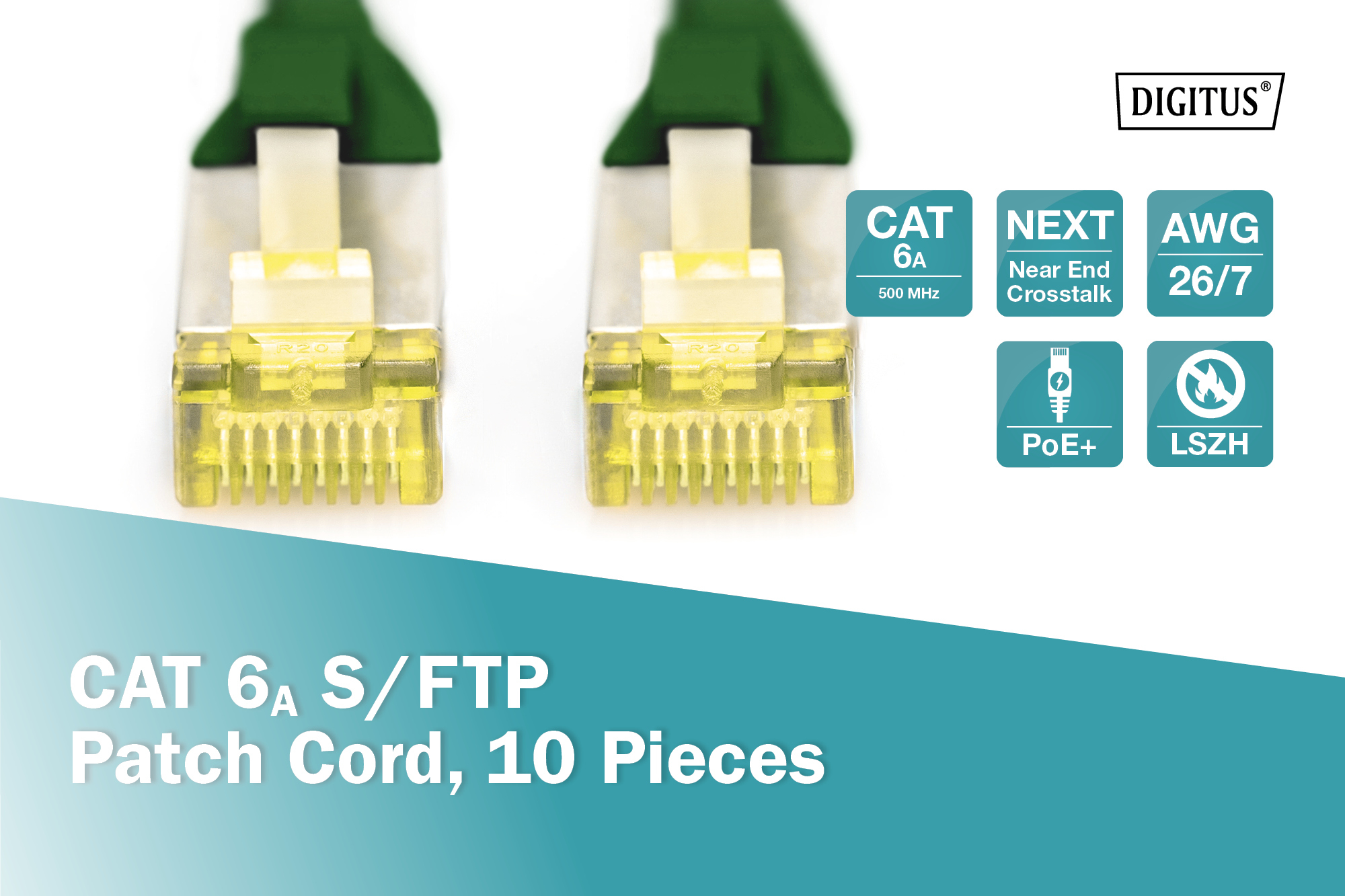 CAT 6A S/FTP-patchkabel, 3 m, groen, 10 stuks - Afbeelding 4