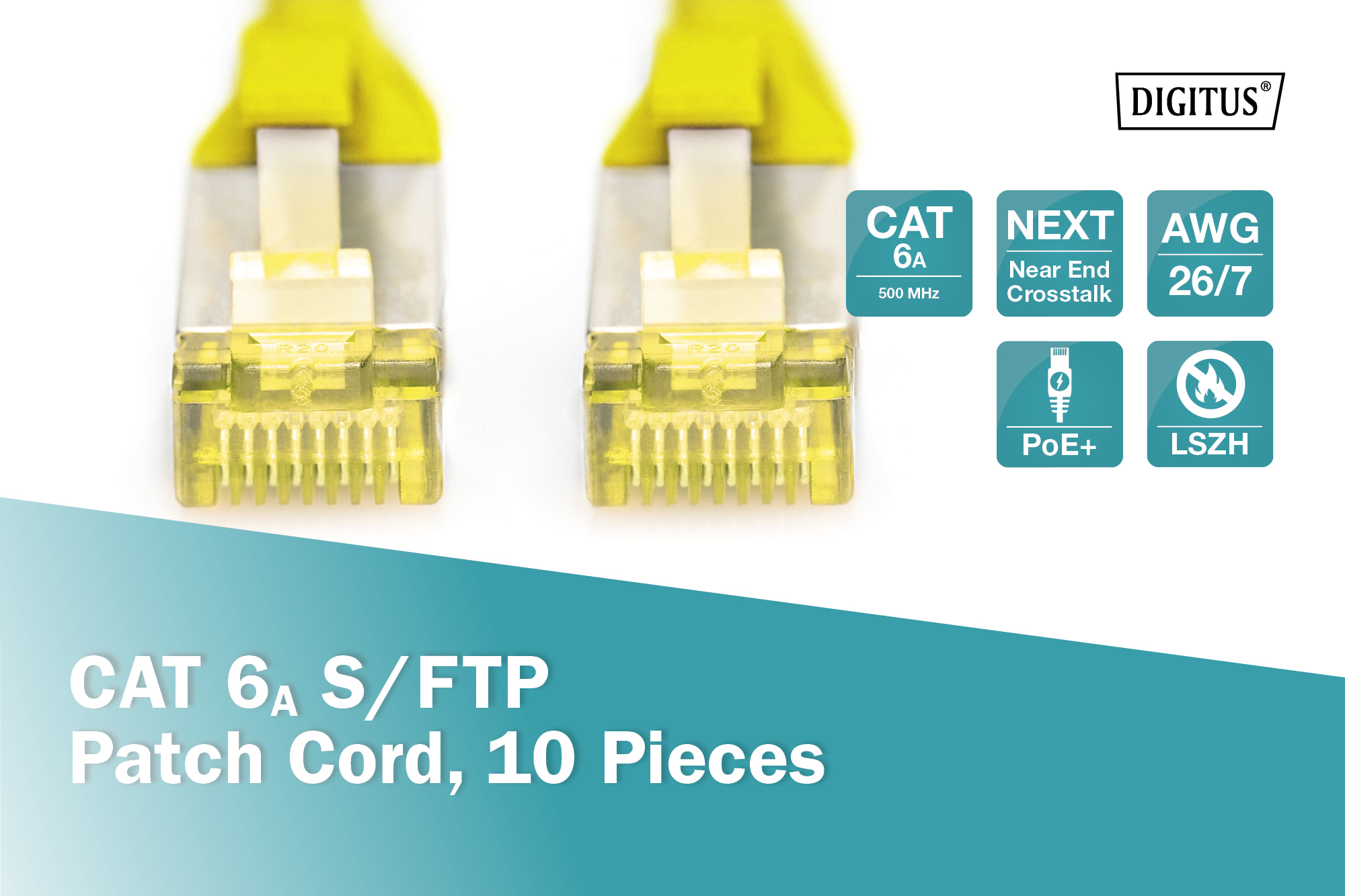 CAT 6A S/FTP-patchkabel, 3 m, geel, 10 stuks - Afbeelding 4