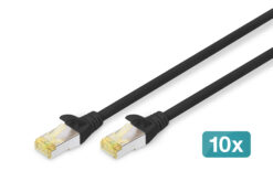 CAT 6A S/FTP-patchkabel, 5 m, zwart, 10 stuks