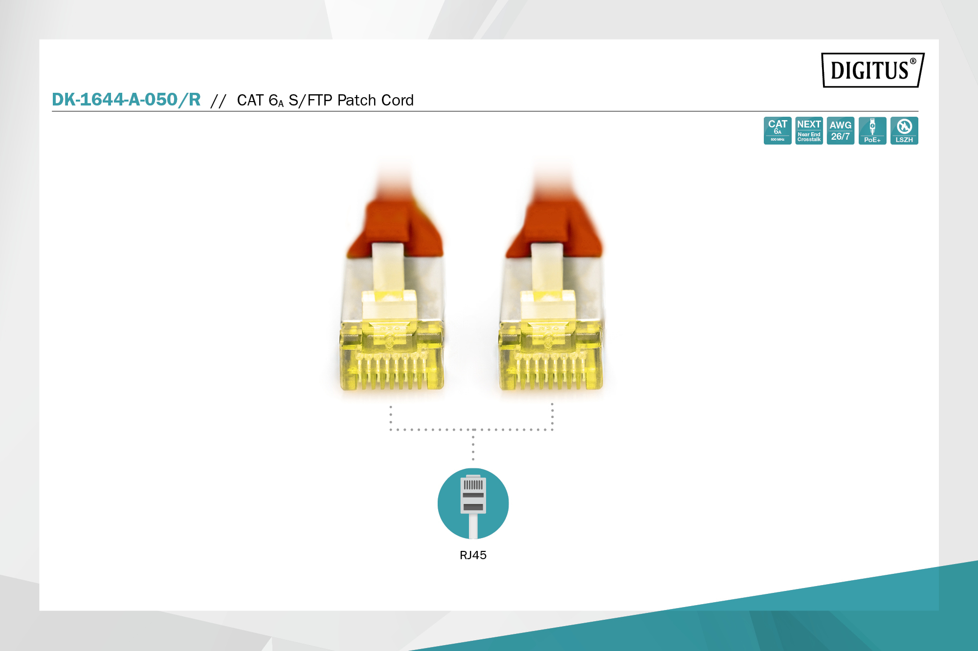 CAT 6A S/FTP-patchkabel, 5 m, rood - Afbeelding 2