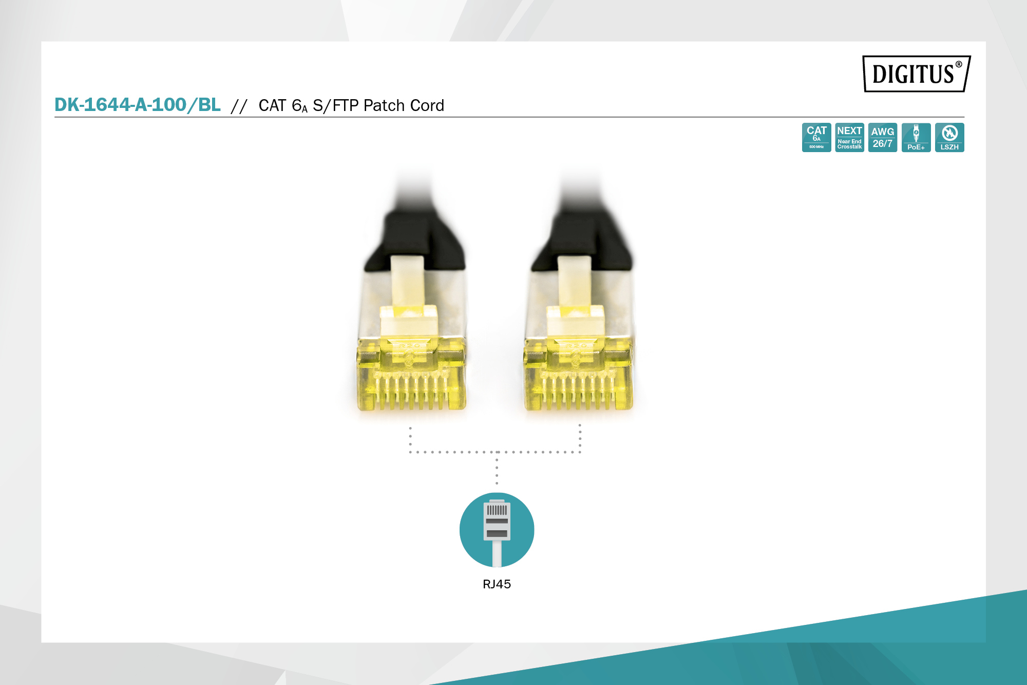 CAT 6A S/FTP-patchkabel, 10 m, zwart - Afbeelding 2