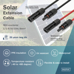 Zonnekabel verlenging 10 m, 6 mm², MC4 aansluiting, PV-kabel 1500 V DC, UV-bestendig & weerbestendig, 2 kabels, 1x zwart, 1x rood - Afbeelding 3