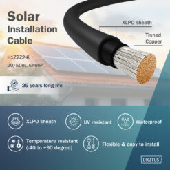 Installatiekabel voor zonnepanelen 50 m, 6 mm², zwart, PV-kabel 1500 V DC, UV-bestendig en weerbestendig - Afbeelding 3
