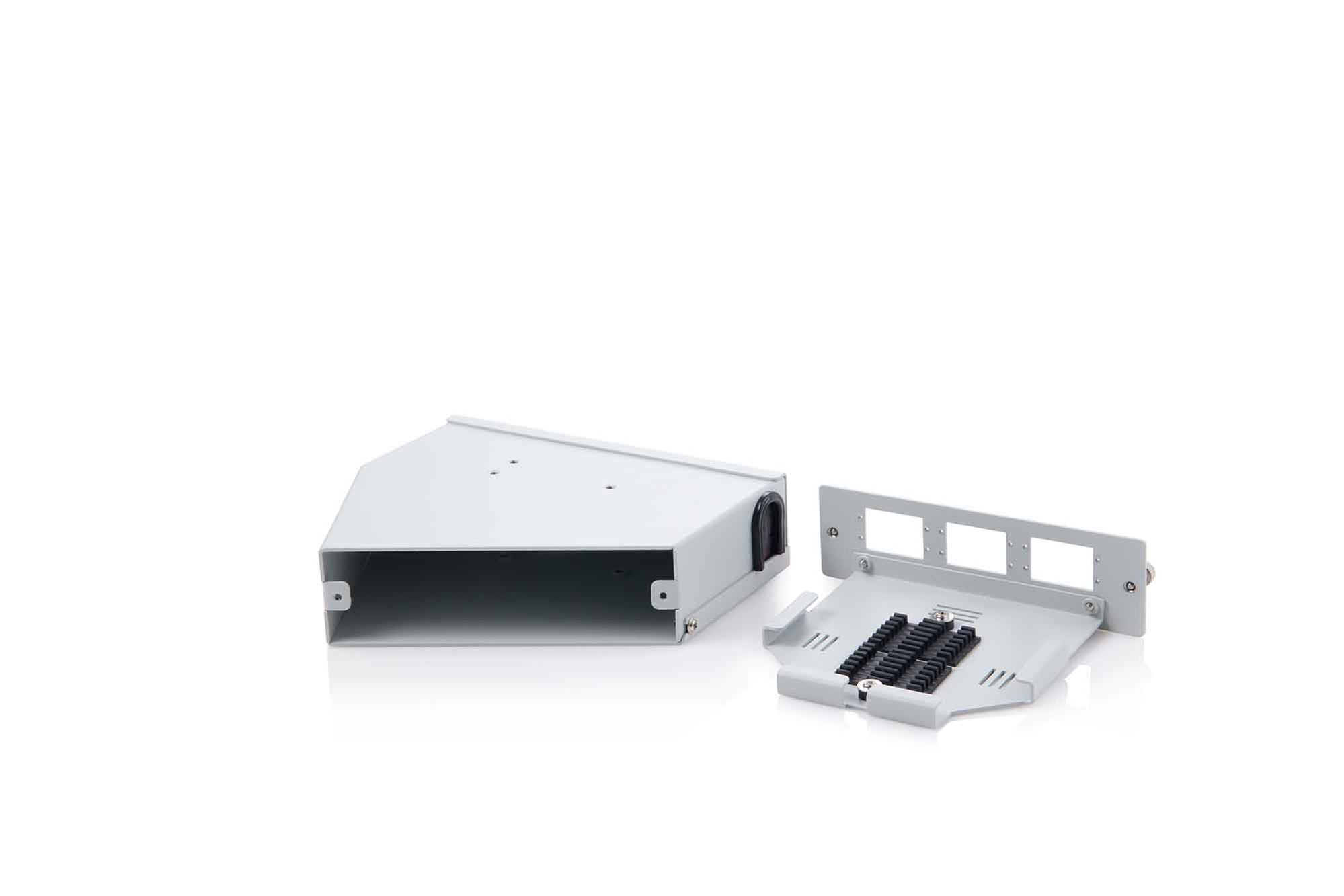 Glasvezel top-hat rail lasverdeler, gehoekt, 6 SC DX/LC Quad, grijs - Afbeelding 4