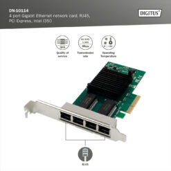 4-poorts Gigabit Ethernet Netwerkkaart, RJ45, PCI Express, Intel I350 - Afbeelding 5