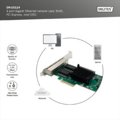 4-poorts Gigabit Ethernet Netwerkkaart, RJ45, PCI Express, Intel I350 - Afbeelding 6