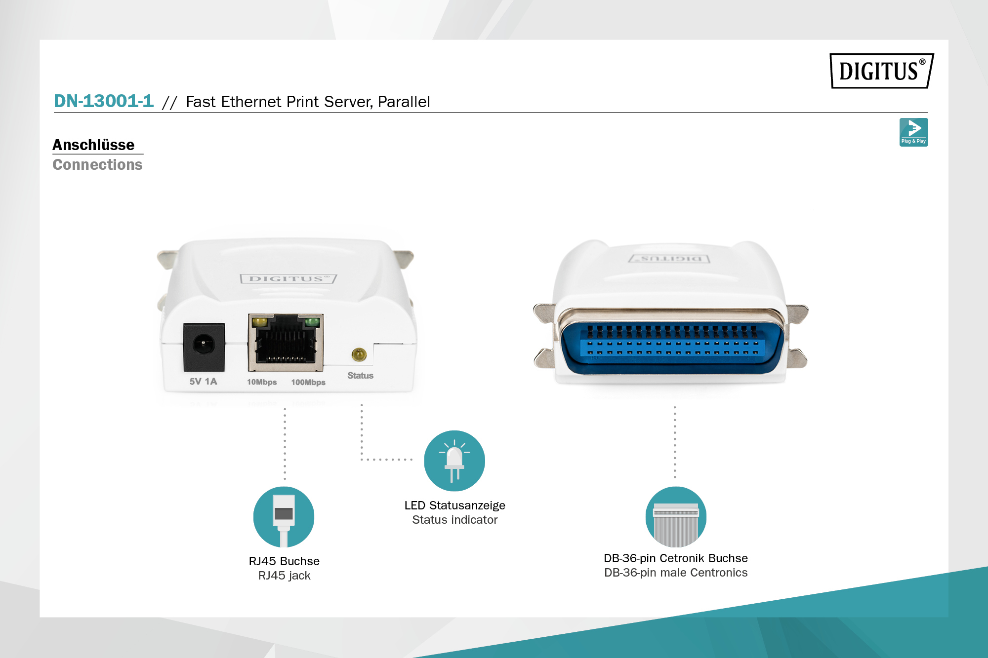 Vaste Ethernet printserver, parallel - Afbeelding 5