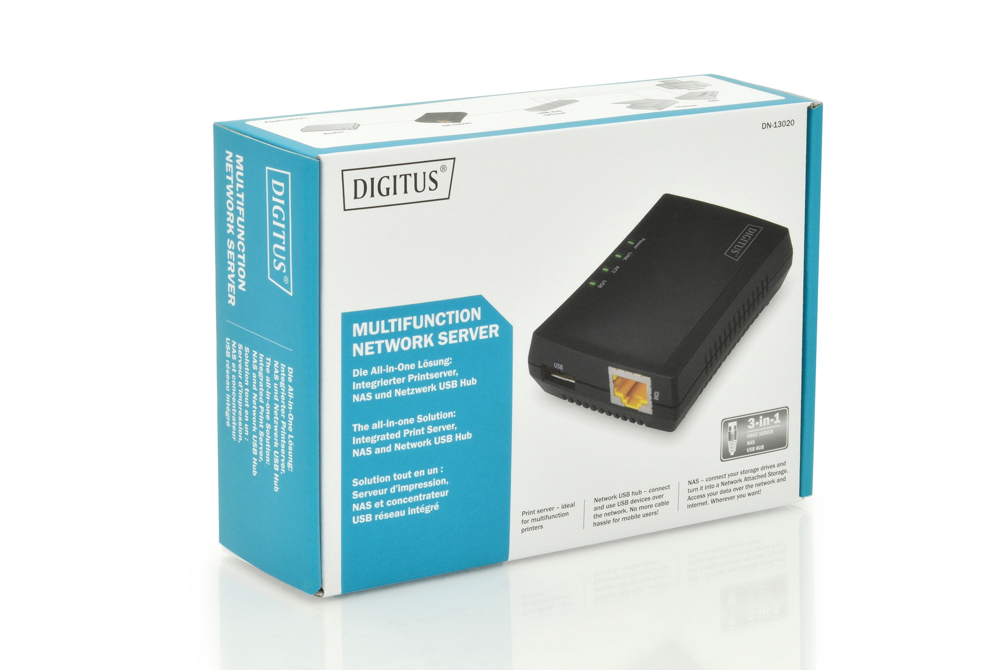 1-poort USB 2.0 multifunctionele netwerkserver - Afbeelding 3