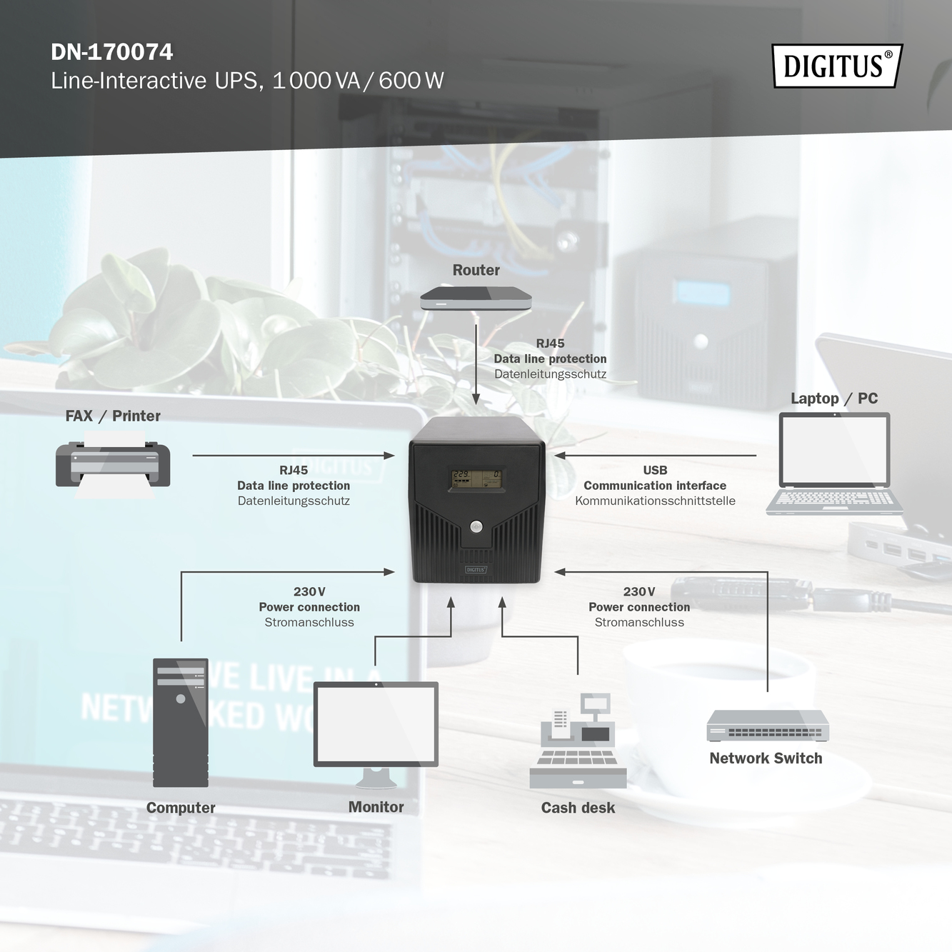 Lijninteractieve UPS, 1000 VA/600 W - Afbeelding 7
