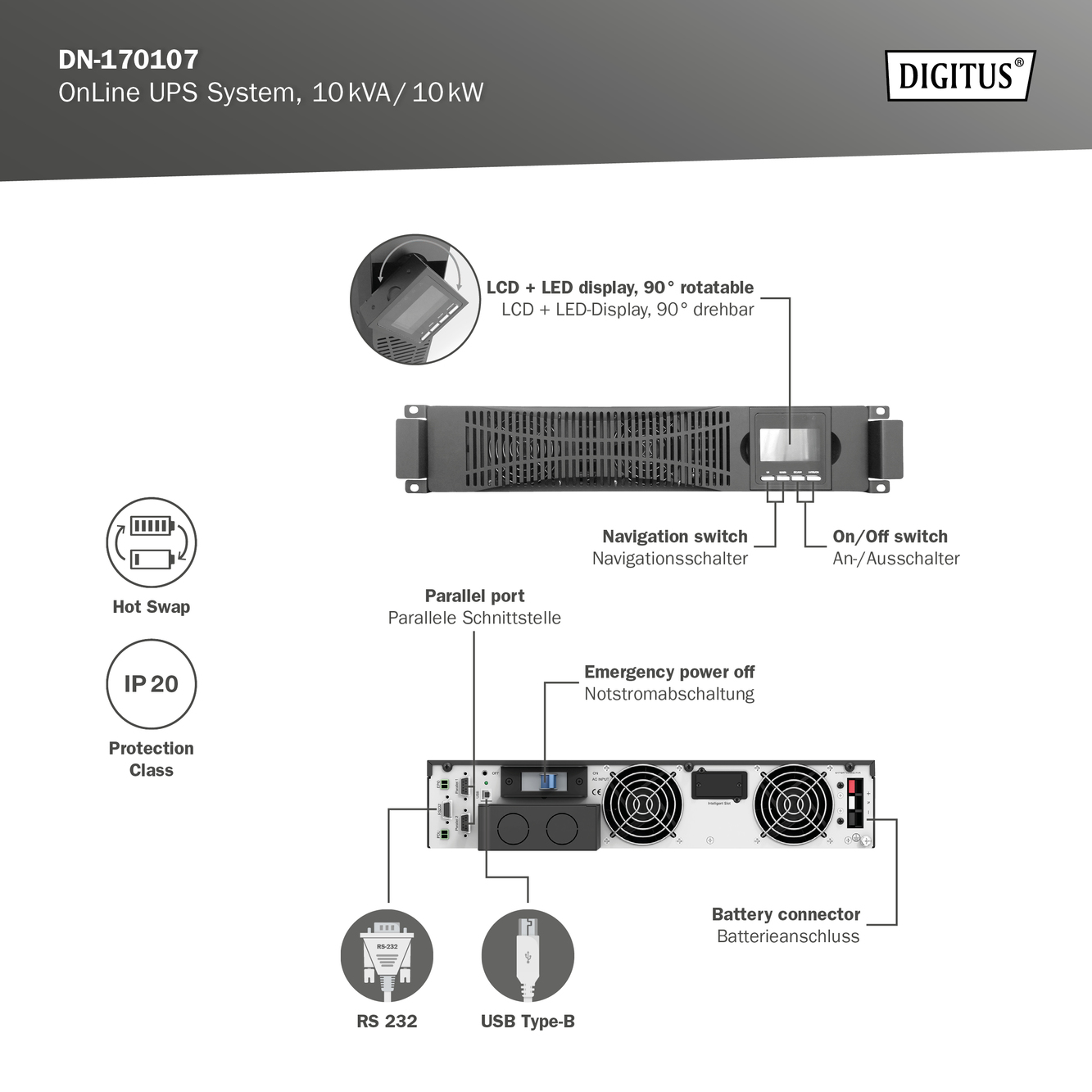 OnLine UPS-systeem, 10 kVA/ 10 kW - Afbeelding 5