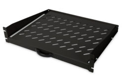 Uittrekbaar legbord voor vaste inbouw aan de voorste 483 mm (19“) profielrails