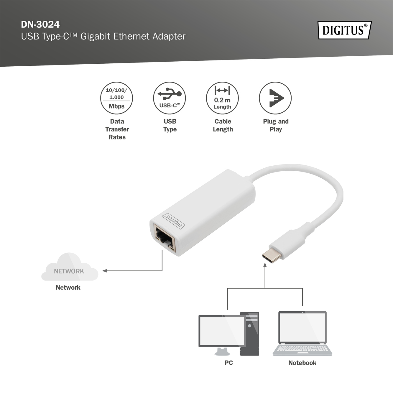 USB Type-C™ Gigabit Ethernet-adapter - Afbeelding 5