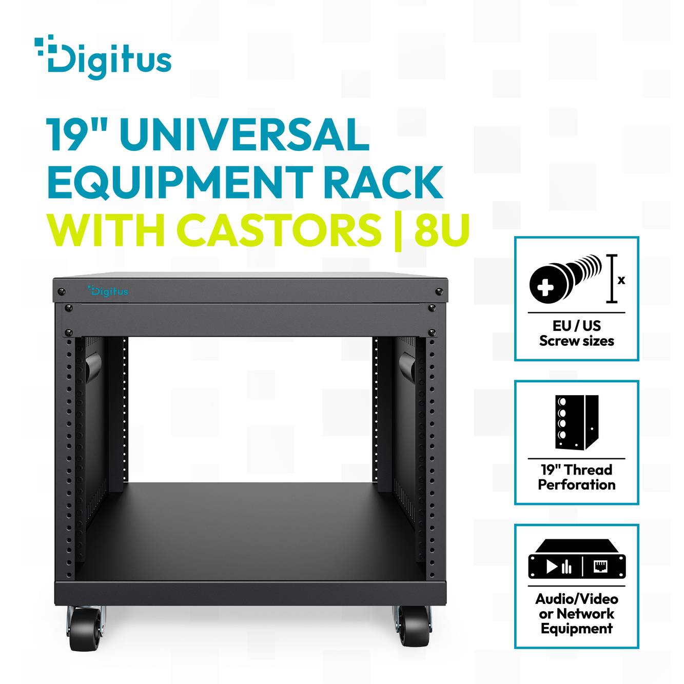 Universeel 19-inch Equipment rek met wielen, 8HE - Afbeelding 6