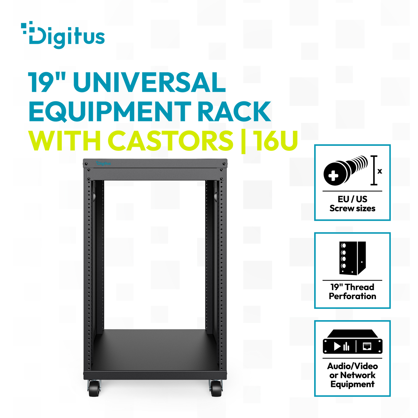 Universeel 19-inch Equipment rek met wielen, 16HE - Afbeelding 7