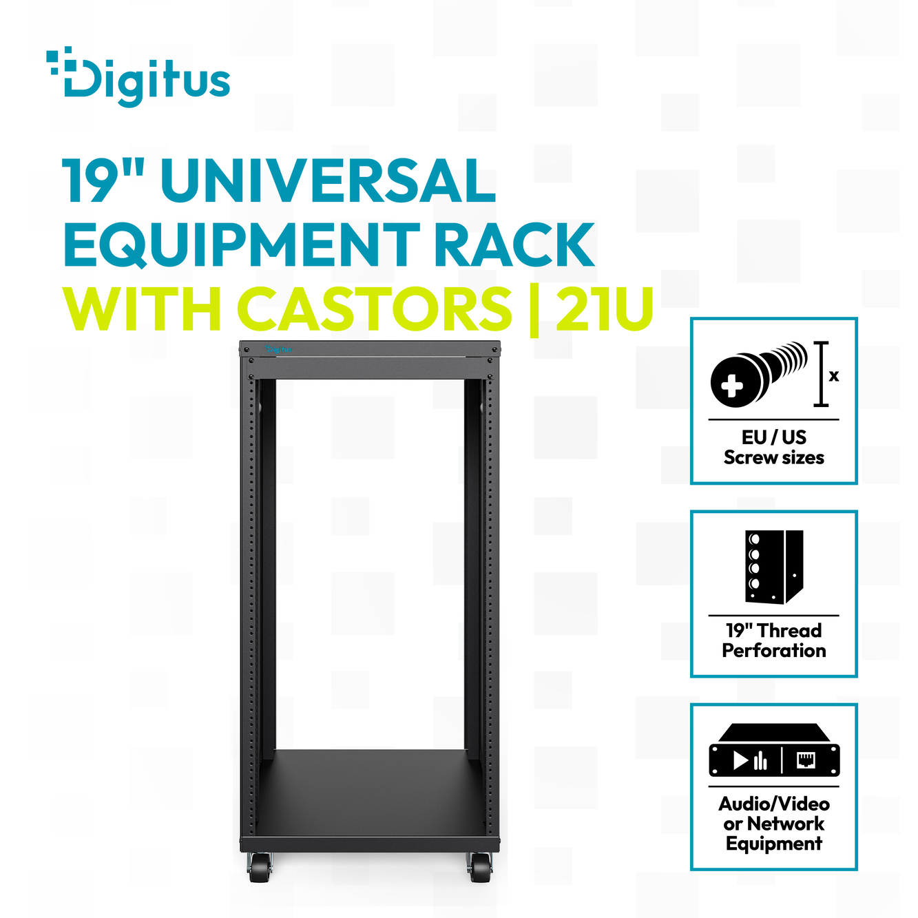 Universeel 19-inch Equipment rek met wielen, 21HE - Afbeelding 8