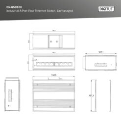 8-poorts Fast Ethernet netwerkswitch, industrieel, onbeheerd, 1 RJ45 uplink - Afbeelding 8