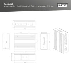 Alternative view of 4-poorts Fast Ethernet PoE-netwerkswitch, industrieel, onbeheerd, 1 RJ45 uplink