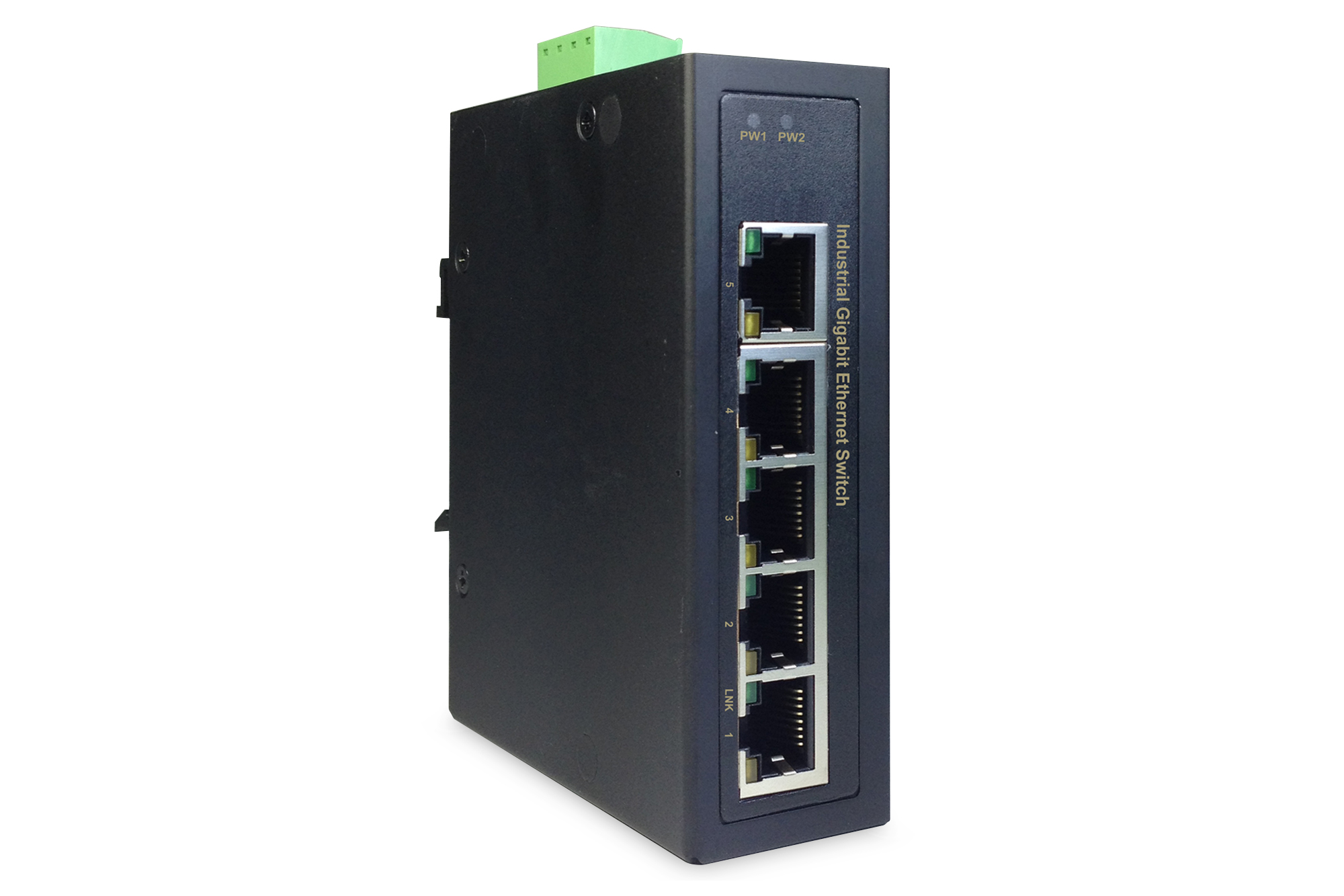5-poorts Gigabit Ethernet-netwerkschakelaar, industrieel, onbeheerd