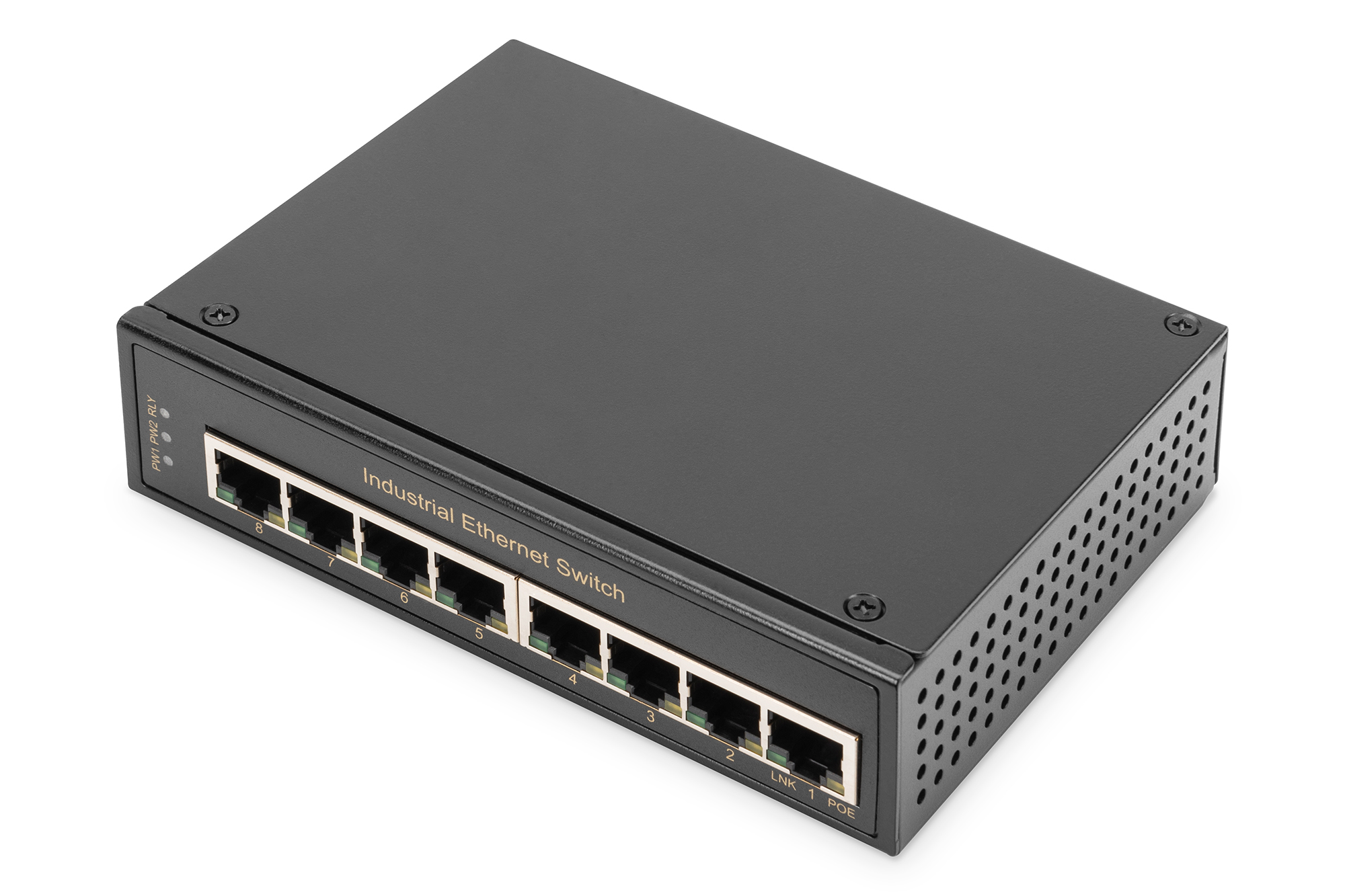 8-poorts Gigabit Ethernet-netwerkschakelaar, industrieel, onbeheerd