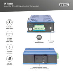 4-poorts gigabit netwerkswitch, industrieel, onbeheerd, 1 RJ45 uplink - Afbeelding 9