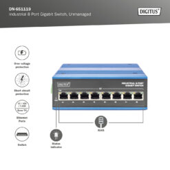 8-poorts Gigabit Ethernet-netwerkschakelaar, industrieel, onbeheerd - Afbeelding 8