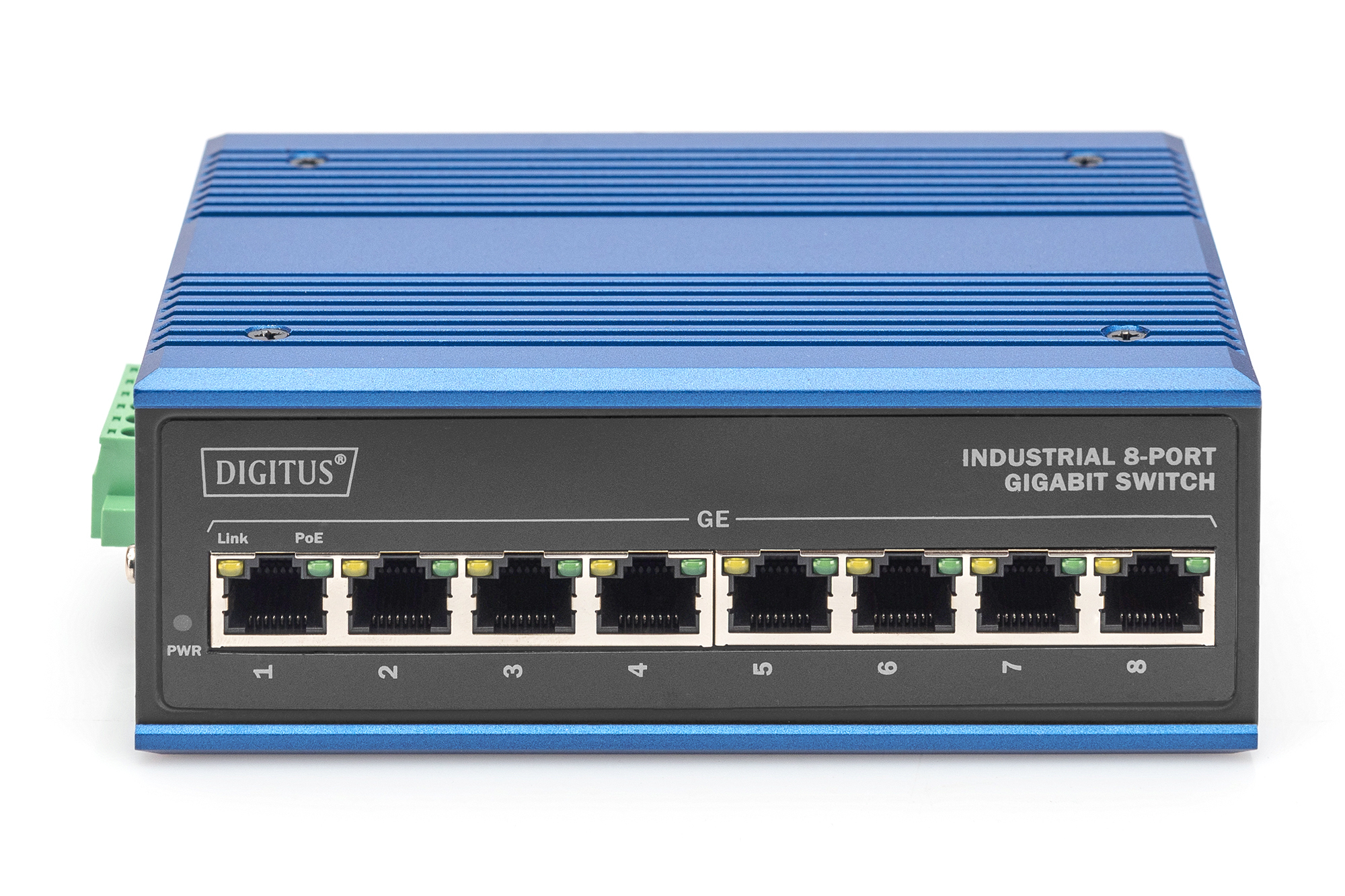 8-poorts Gigabit Ethernet-netwerk PoE-switch, industrieel, onbeheerd - Afbeelding 2