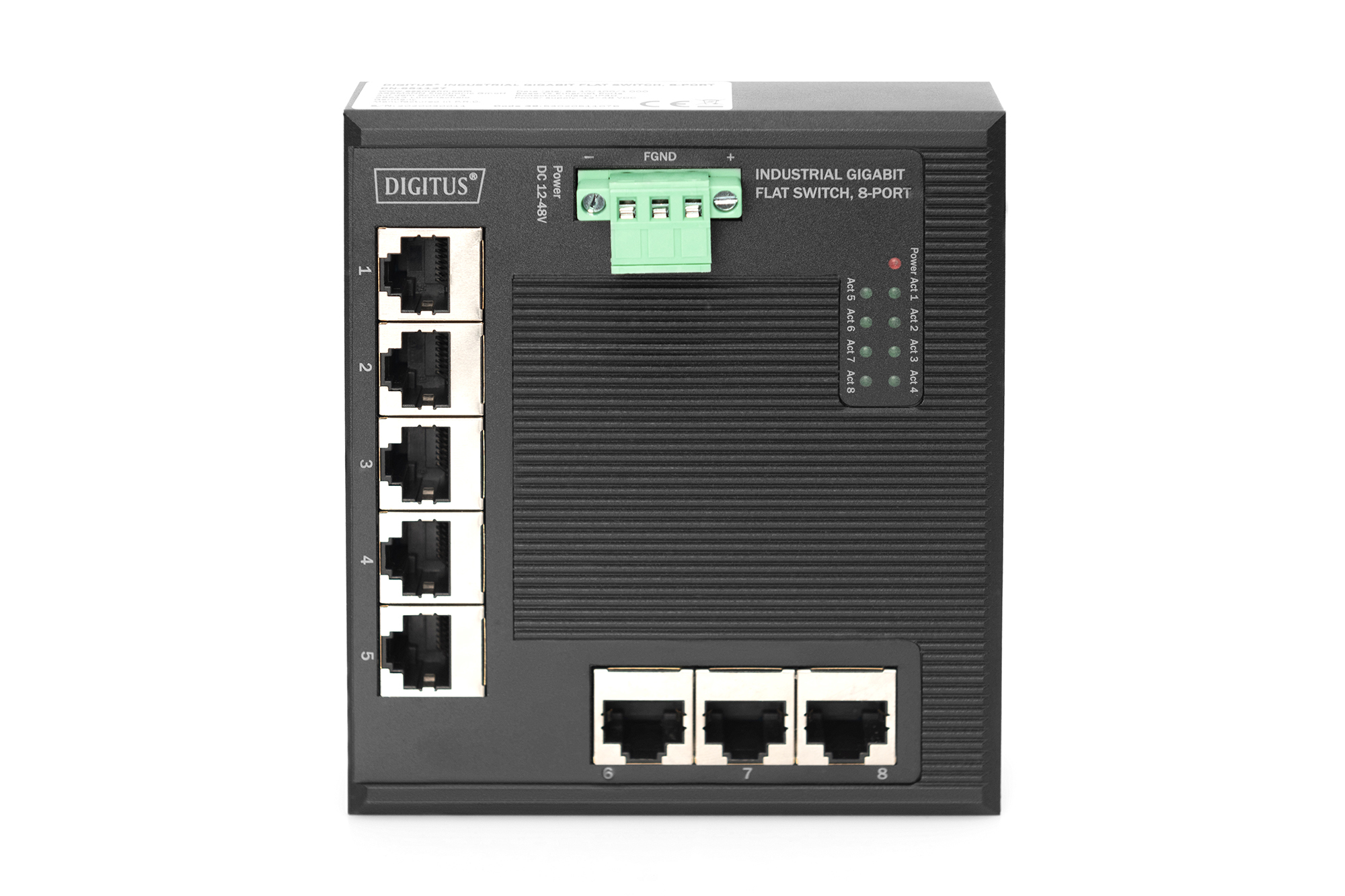 8-poorts Gigabit Ethernet-netwerkschakelaar, plat, industrieel, onbeheerd - Afbeelding 3