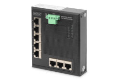 8-poorts Gigabit Ethernet-netwerkschakelaar, plat, industrieel, onbeheerd