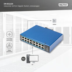 16-poorts Gigabit Ethernet-netwerkschakelaar, industrieel, onbeheerd - Afbeelding 8