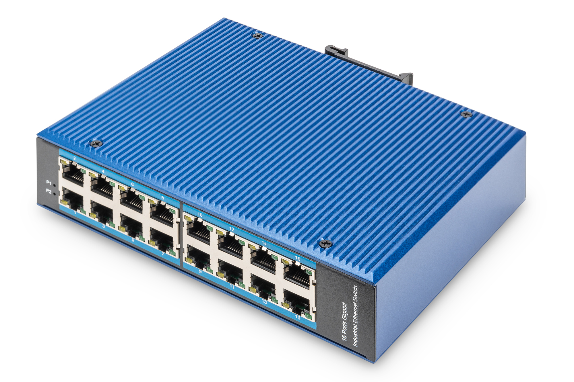 16-poorts Gigabit Ethernet-netwerkschakelaar, industrieel, onbeheerd