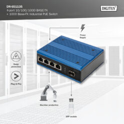 4-poorts Gigabit Ethernet-netwerk PoE-switch, industrieel, onbeheerd, 1 SFP uplink - Afbeelding 8
