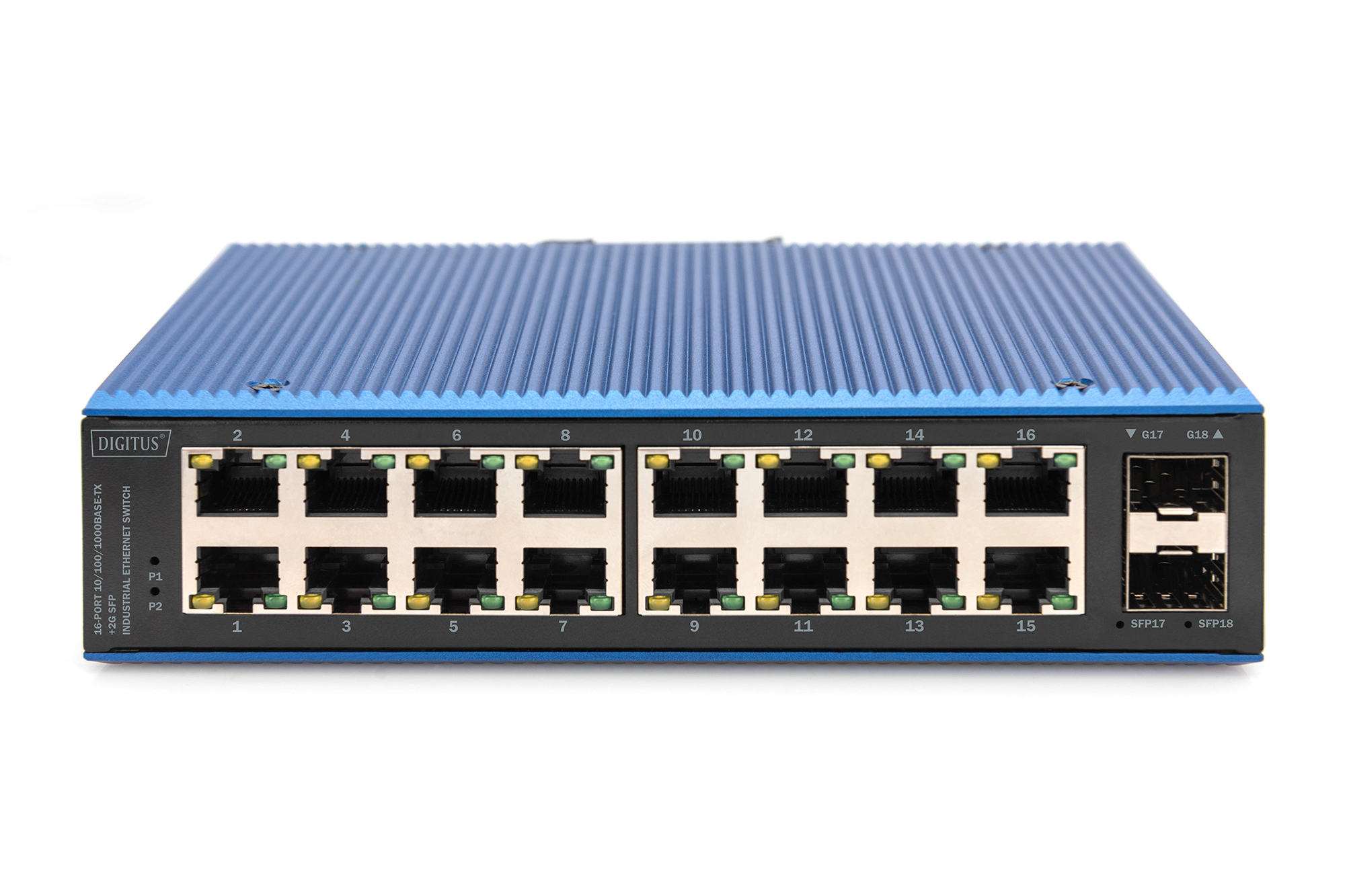 16-poorts Gigabit Ethernet-netwerkschakelaar, industrieel, onbeheerd, 2 SFP uplink - Afbeelding 3