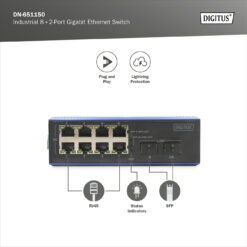 Industriële 8 +2 poort Gigabit Ethernet-switch - Afbeelding 6