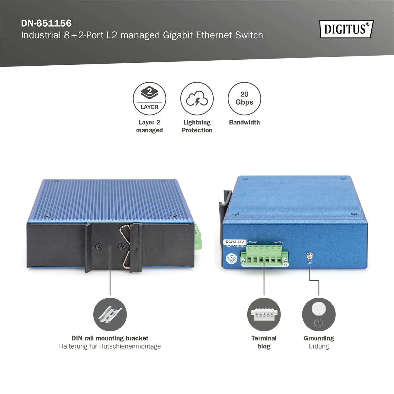 Industrial 8+2-poorts L2 managed Gigabit Ethernet Switch - Afbeelding 7