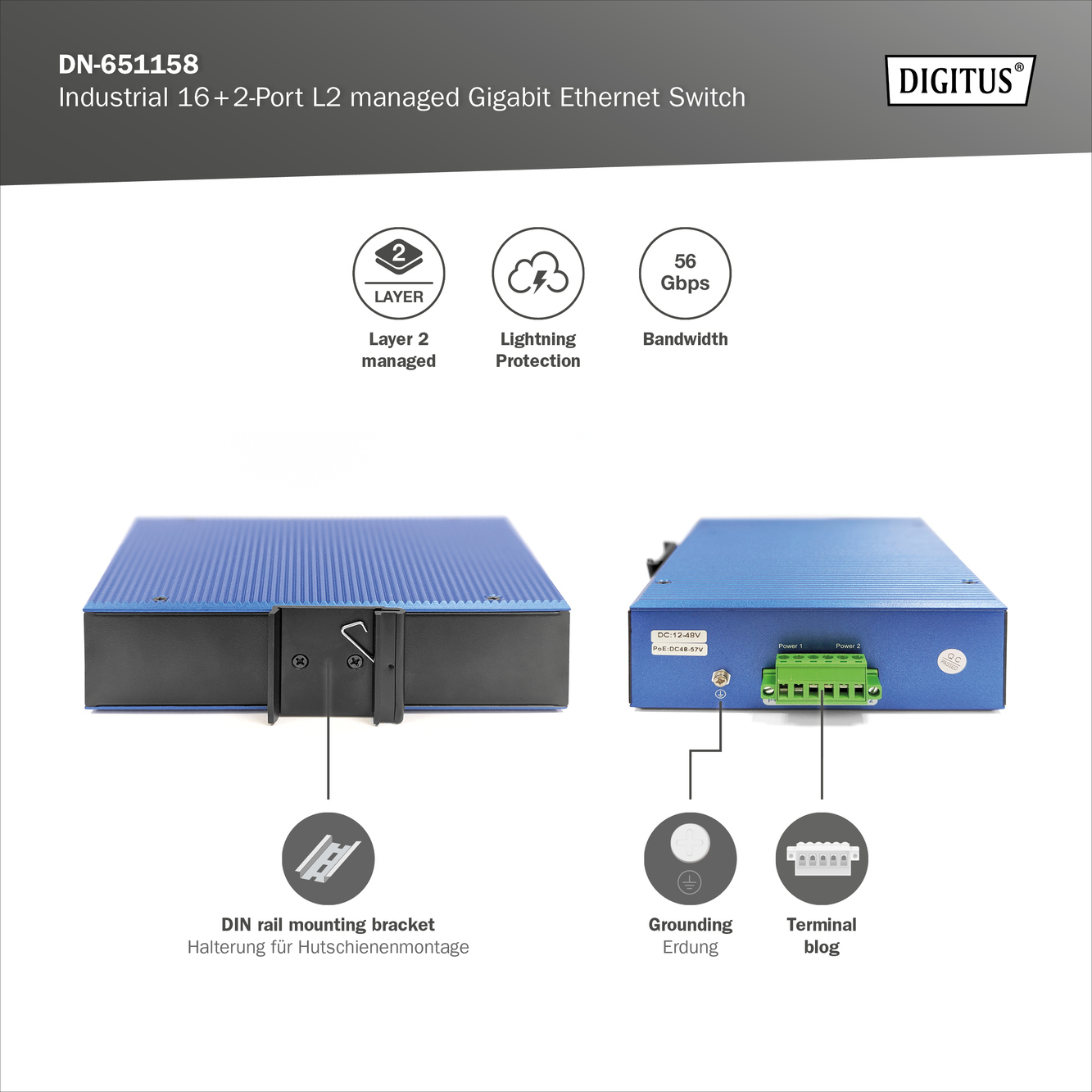 Industriële 16+2-poorts L2 Managed Gigabit ethernetswitch - Afbeelding 6